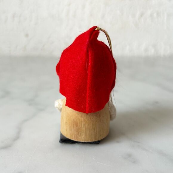 Vintage Kurt Adler Santa Gnome with Glasses and Bottle Wooden Christmas Ornament - Picture 5 of 7